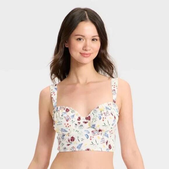 Colsie NWT Women's White Fruit Print Corset Size L - Picture 1 of 7